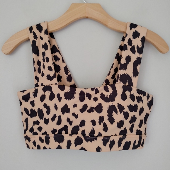 All Fenix Leopard Set Leggings Sports Bra Sz Small Oversized Cheetah Print Camel - Picture 8 of 16